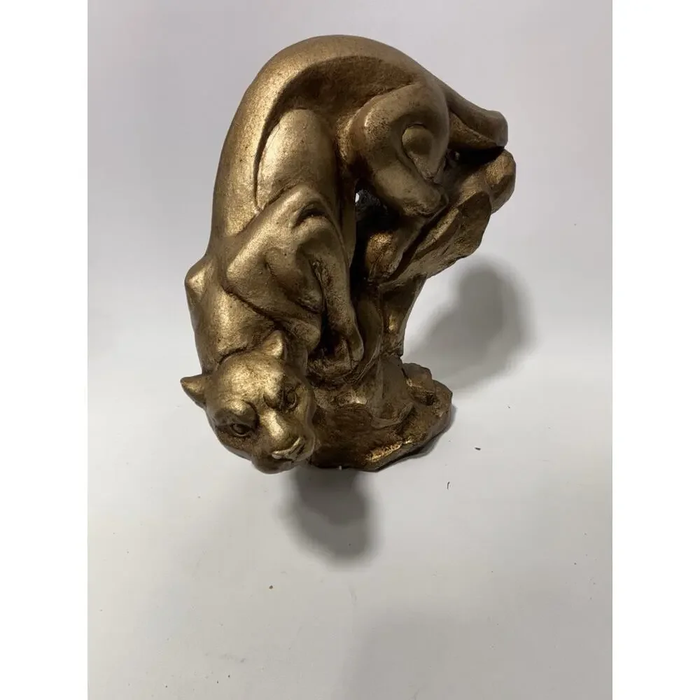 Trace Guthrie Signed 1990 Cougar Mountain Lion Sculpture Bronze Finish 18.5 Lbs